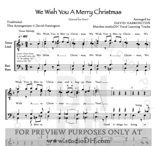 "We Wish You A Merry Christmas" -  men's 4-part chart