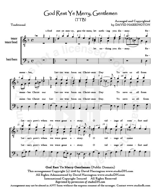 "God Rest Ye, Merry Gentlemen" - TTB chart