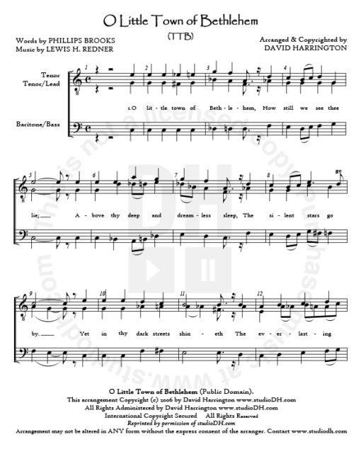 "O Little Town of Bethlehem" - TTB chart