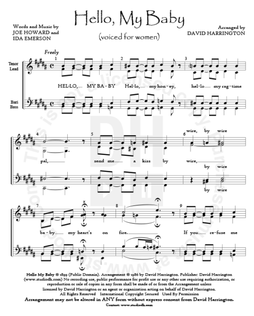 "Hello My Baby" - women's 4-part chart