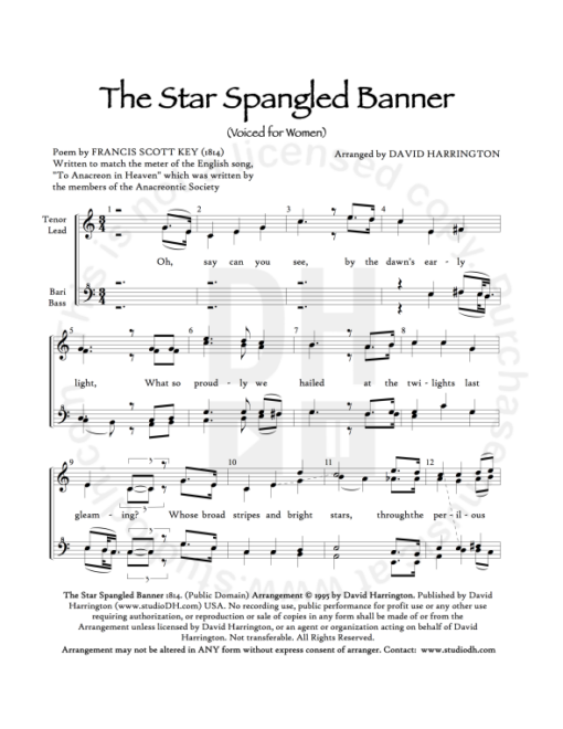 "The Star-Spangled Banner" - women's 4-part chart