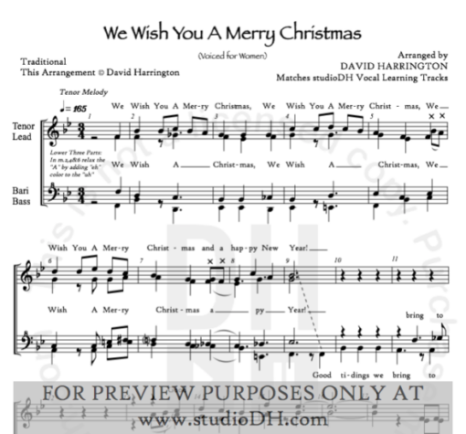"We Wish You A Merry Christmas" -  women's 4-part chart